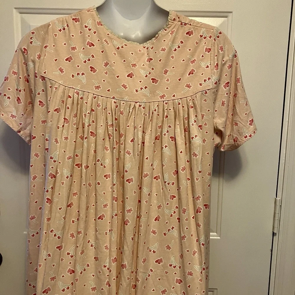 Serenada Nightgown Sleepshirt Plus Sz 1X 18/20 Pink White Floral Pajamas Women's